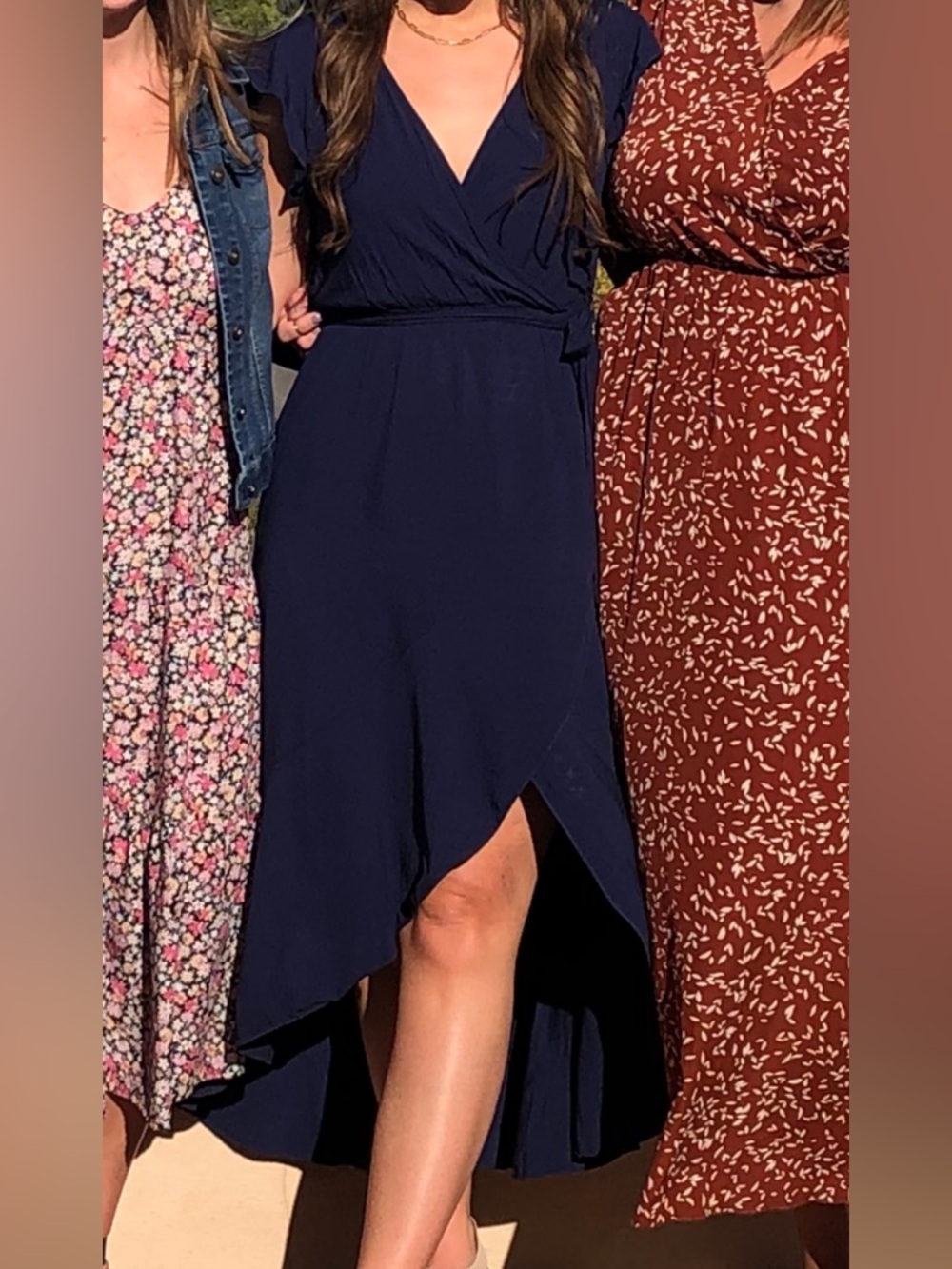 Casual Navy High Low Dress